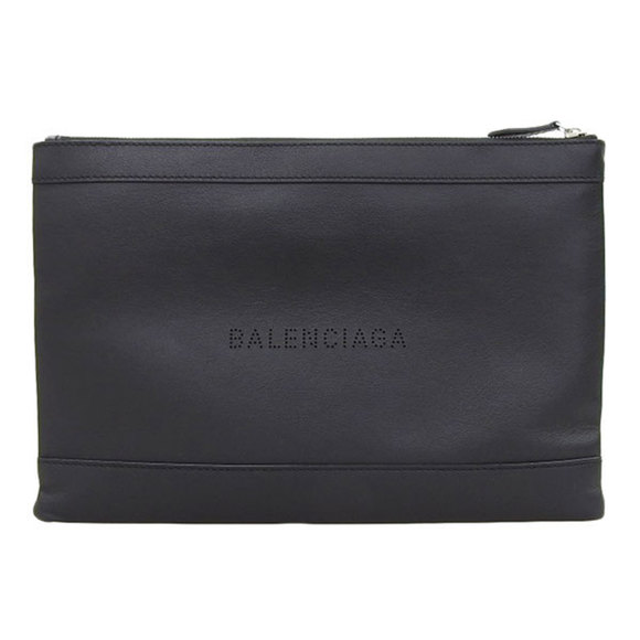 Balenciaga Handbags - BALENCIAGA Leather Navy Clip M Clutch Bag 373834 Black
